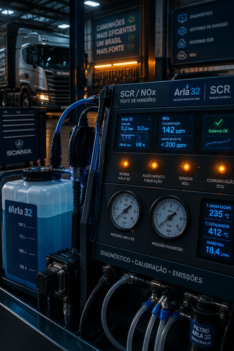 Teste técnico do sistema Arla e de emissão de NOx em bancada